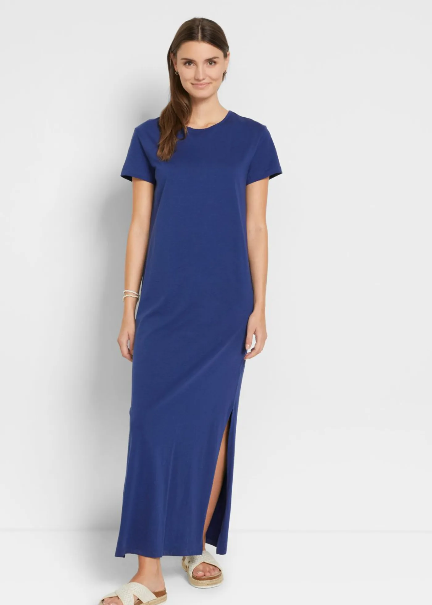 bonprix bonprix Vestido largo de algodón puro Azul oxford