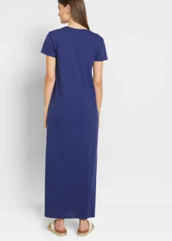 bonprix bonprix Vestido largo de algodón puro Azul oxford