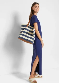 bonprix bonprix Vestido largo de algodón puro Azul oxford