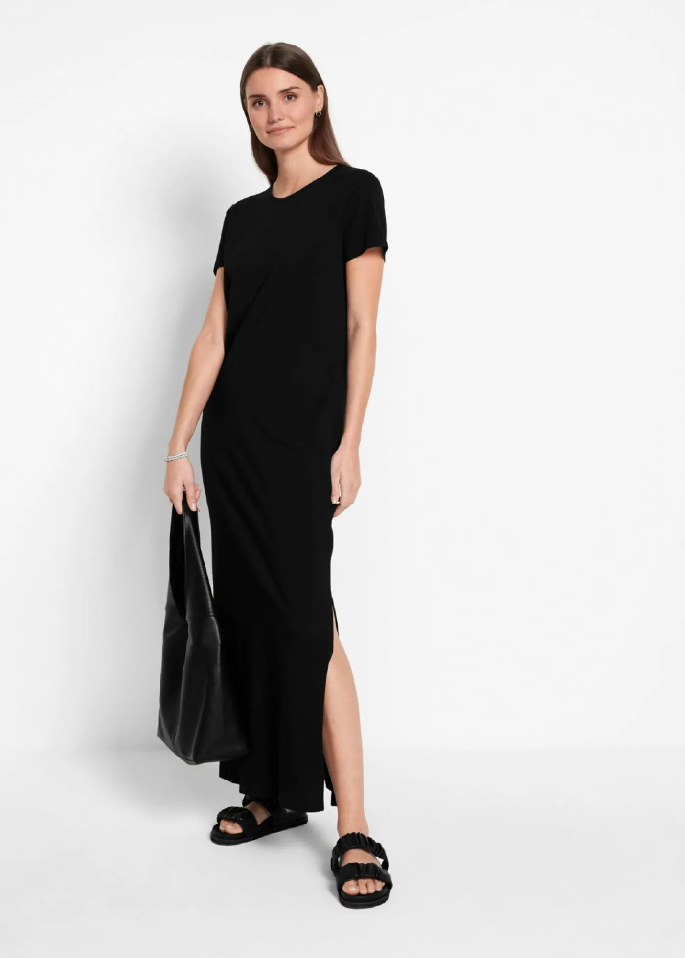 bonprix bonprix Vestido largo de algodón puro Negro New