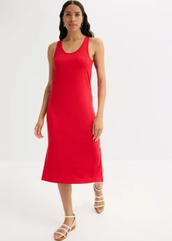 bonprix bonprix Vestido largo de canalé suave rojo intenso Best