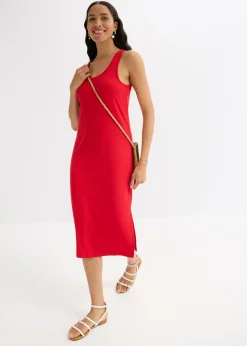 bonprix bonprix Vestido largo de canalé suave rojo intenso Best