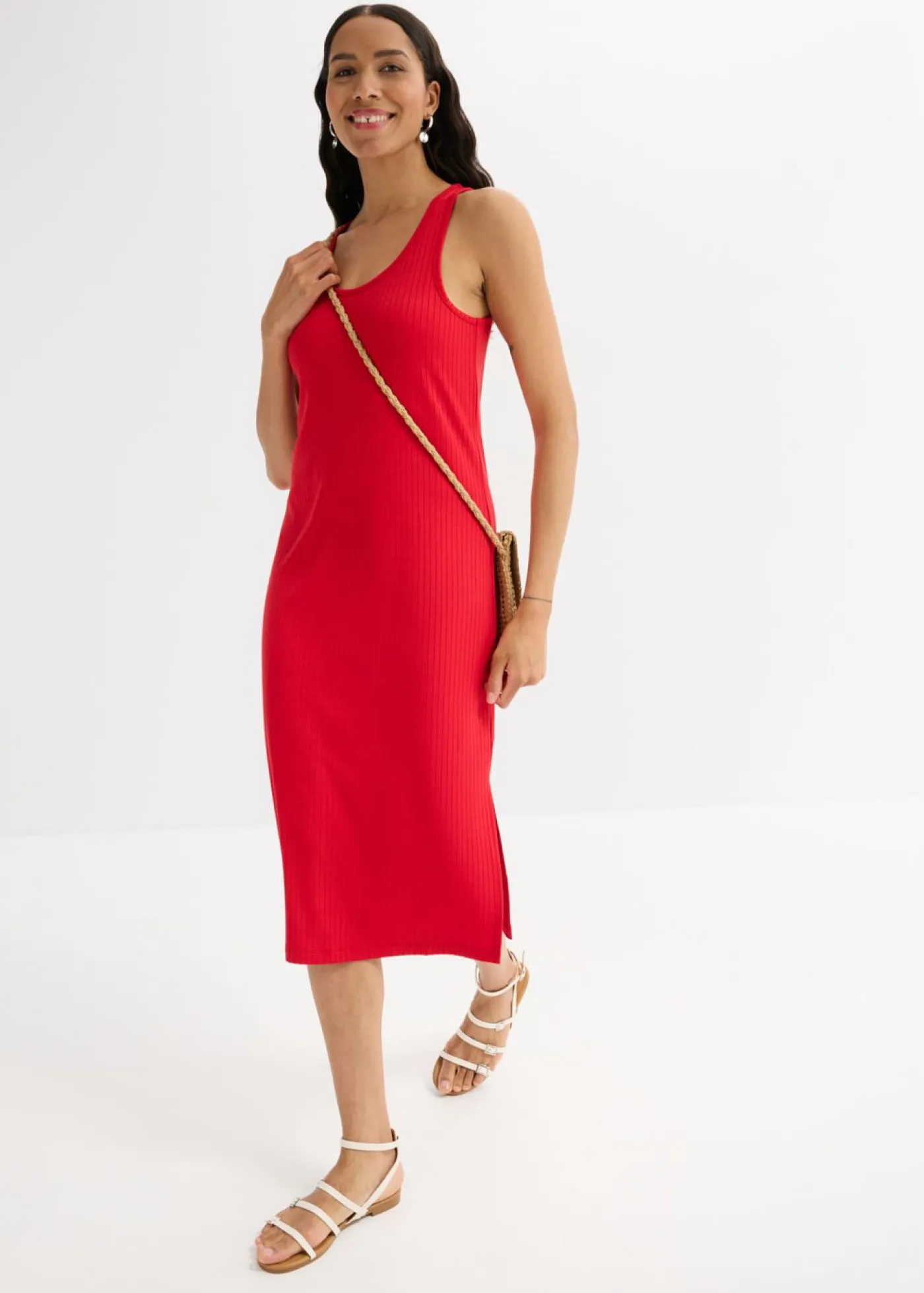 bonprix bonprix Vestido largo de canalé suave rojo intenso Best