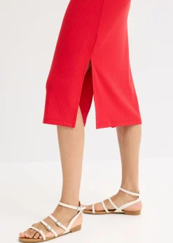 bonprix bonprix Vestido largo de canalé suave rojo intenso Best