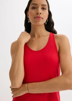 bonprix bonprix Vestido largo de canalé suave rojo intenso Best