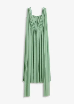 bonprix bonprix Vestido largo de malla con diferentes variantes de uso Verde pastel Outlet