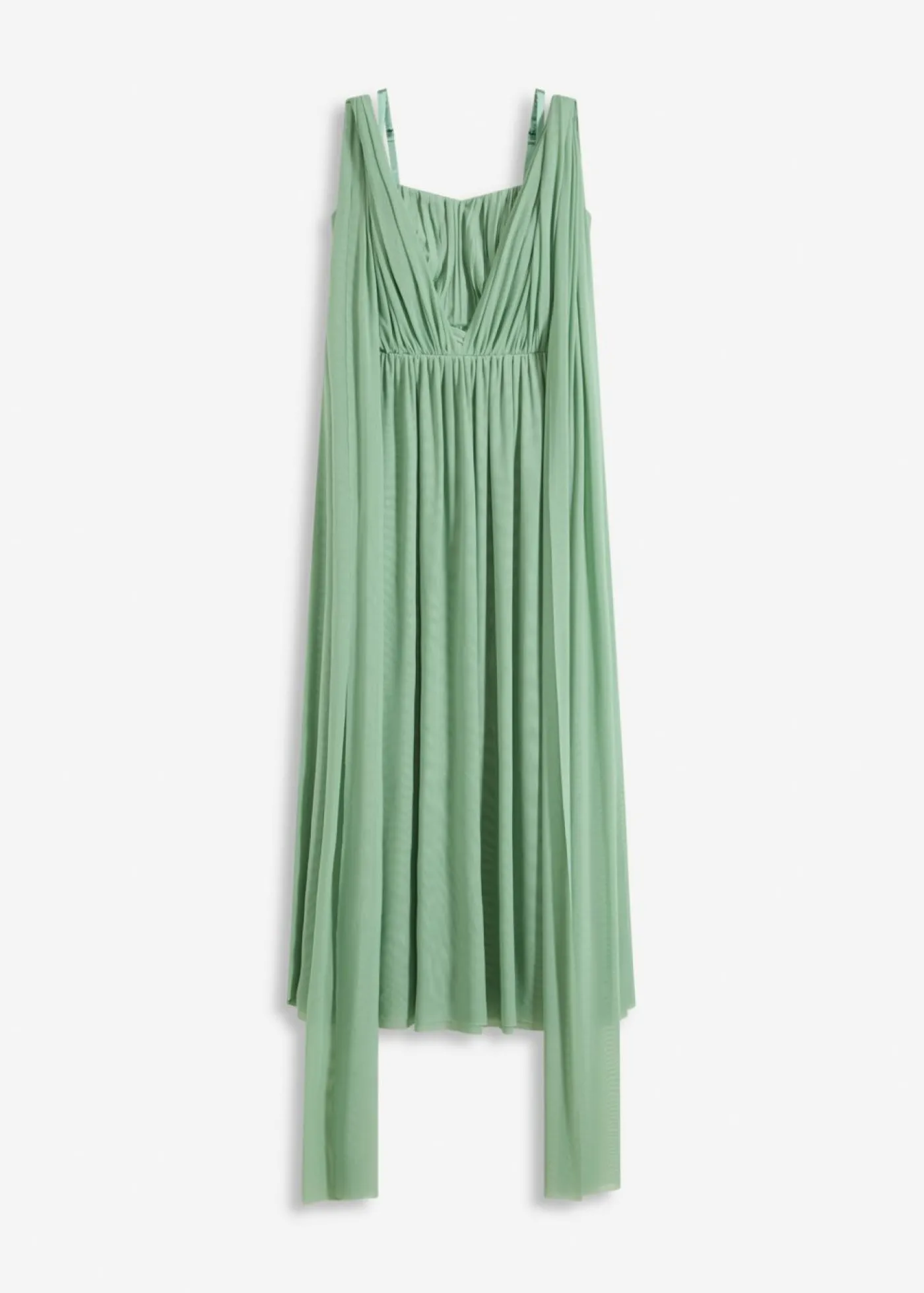 bonprix bonprix Vestido largo de malla con diferentes variantes de uso Verde pastel Outlet