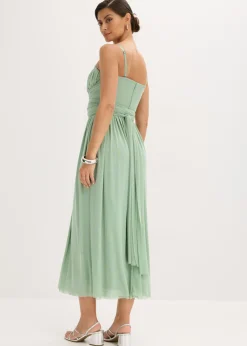 bonprix bonprix Vestido largo de malla con diferentes variantes de uso Verde pastel Outlet