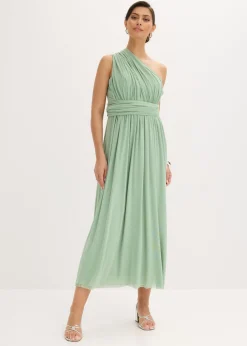 bonprix bonprix Vestido largo de malla con diferentes variantes de uso Verde pastel Outlet