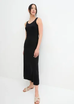 bonprix bonprix Vestido largo de mezcla de algodón y viscosa Negro New