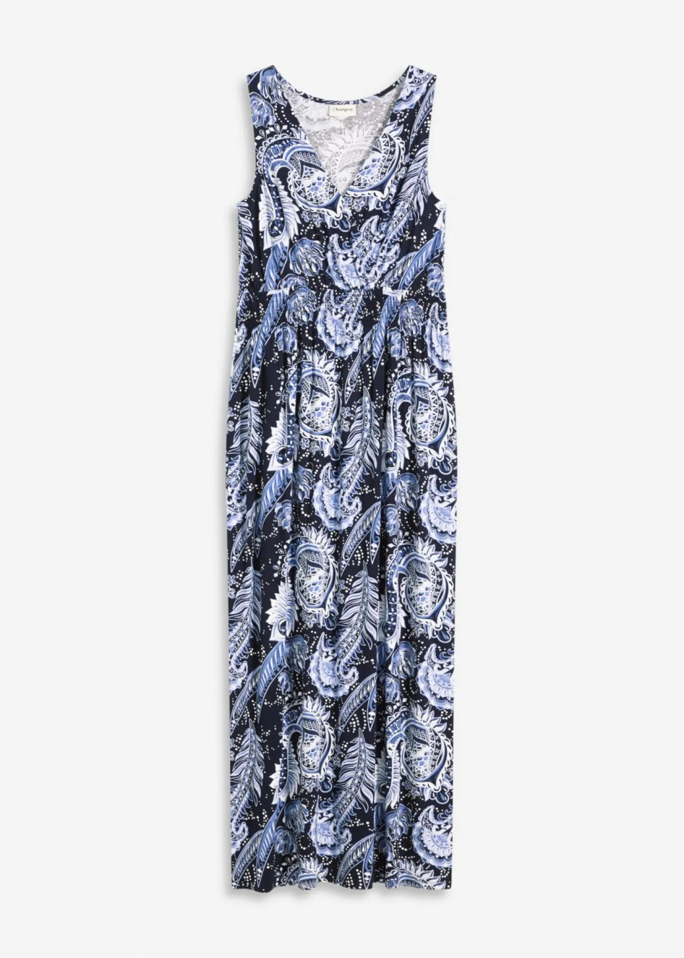 bonprix bonprix Vestido largo de mezcla de viscosa suave azul marino + azul pálido Sale