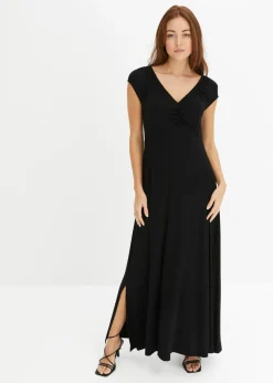 bonprix bonprix Vestido largo de mezcla de viscosa Negro Clearance