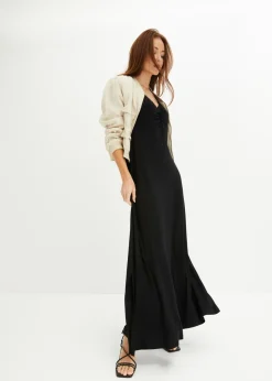 bonprix bonprix Vestido largo de mezcla de viscosa Negro Clearance