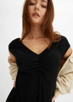bonprix bonprix Vestido largo de mezcla de viscosa Negro Clearance