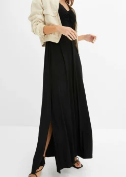 bonprix bonprix Vestido largo de mezcla de viscosa Negro Clearance