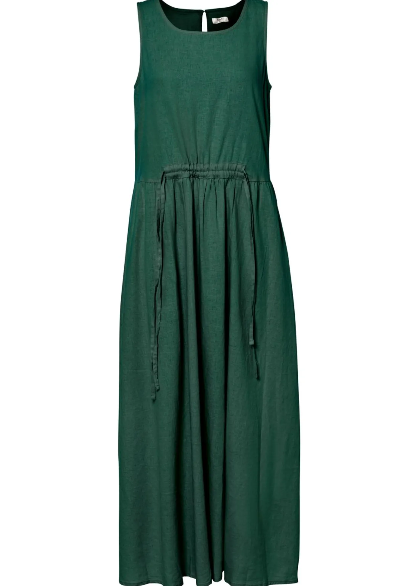 bonprix bonprix Vestido largo de mezcla ligera de lino y viscosa Verde oscuro Sale