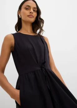 bonprix bonprix Vestido largo de mezcla ligera de lino y viscosa Negro New