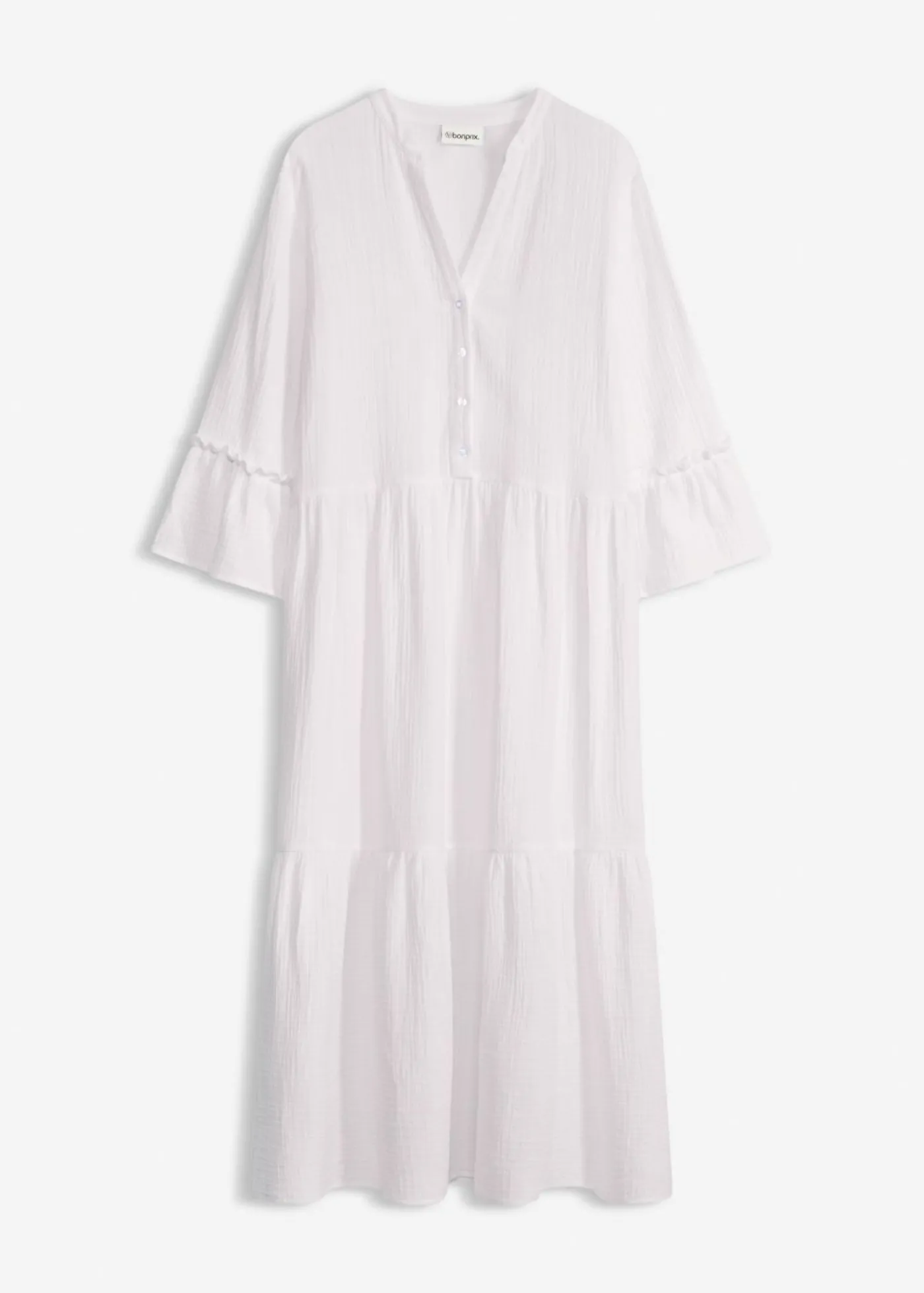 bonprix bonprix Vestido largo de muselina suave Blanco Online
