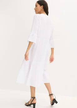 bonprix bonprix Vestido largo de muselina suave Blanco Online