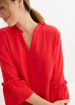 bonprix bonprix Vestido largo de muselina suave fresa Clearance
