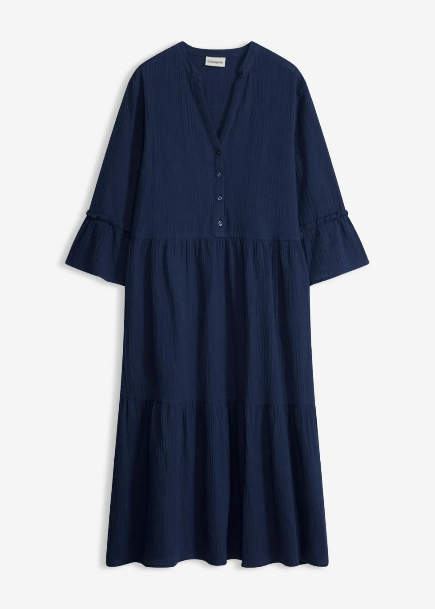 bonprix bonprix Vestido largo de muselina suave Azul marino New