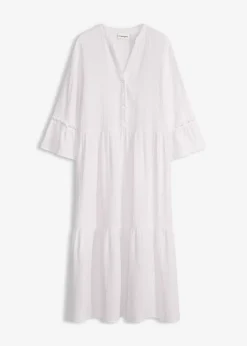 bonprix bonprix Vestido largo de muselina suave Blanco New