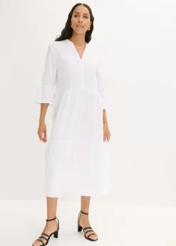 bonprix bonprix Vestido largo de muselina suave Blanco New