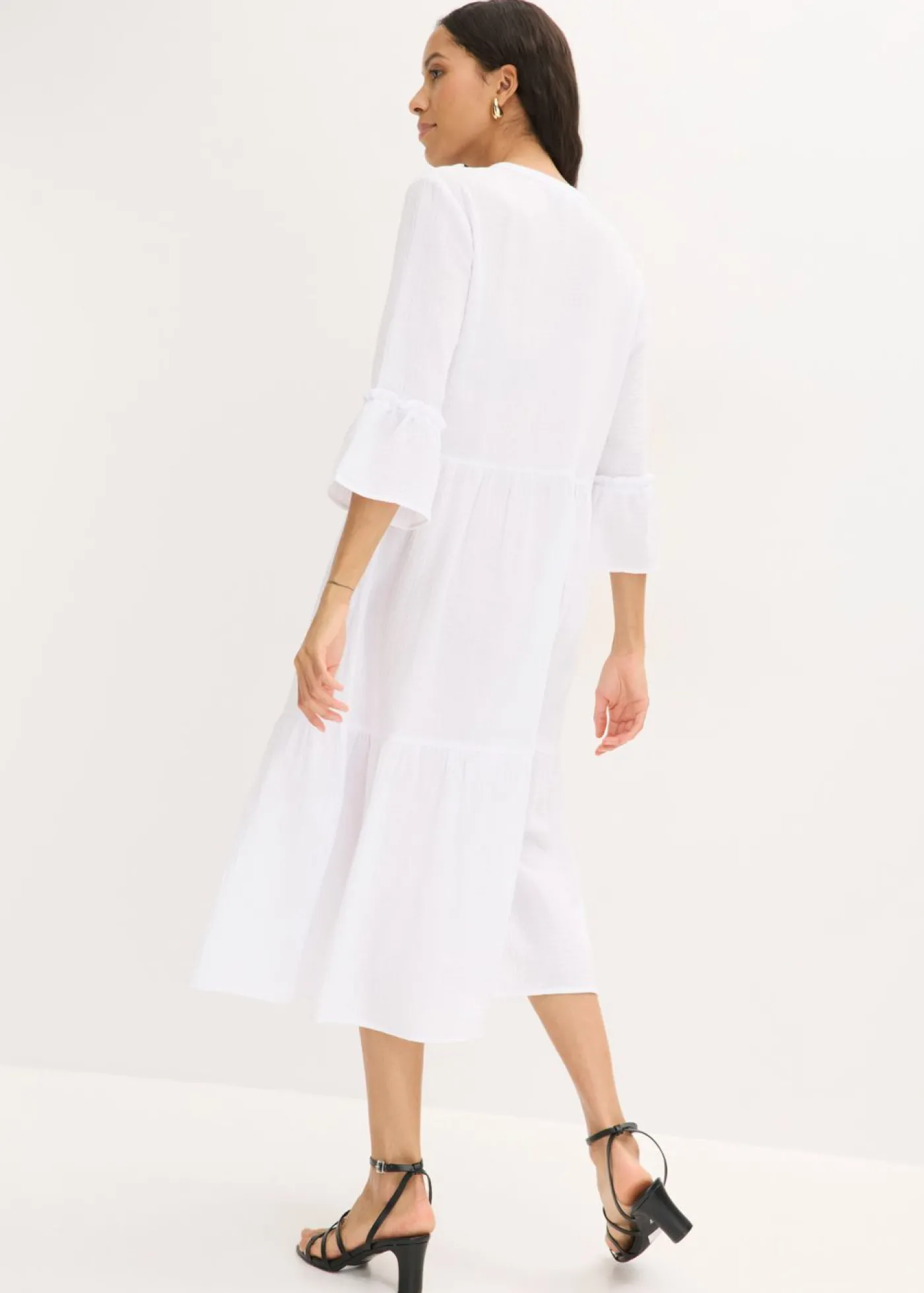 bonprix bonprix Vestido largo de muselina suave Blanco New