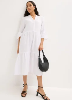 bonprix bonprix Vestido largo de muselina suave Blanco New