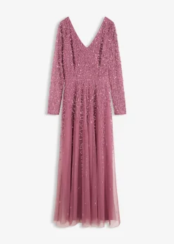 bonprix bonprix Vestido largo de noche con lentejuelas Rosa oscuro Hot