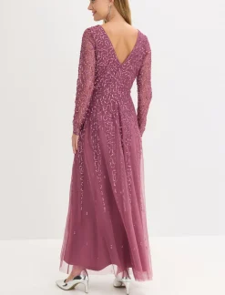 bonprix bonprix Vestido largo de noche con lentejuelas Rosa oscuro Hot
