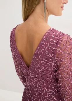 bonprix bonprix Vestido largo de noche con lentejuelas Rosa oscuro Hot
