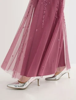 bonprix bonprix Vestido largo de noche con lentejuelas Rosa oscuro Hot