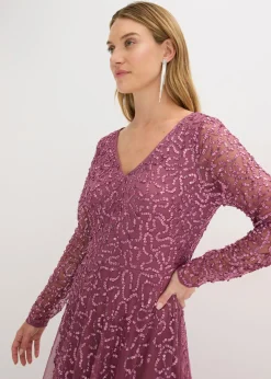bonprix bonprix Vestido largo de noche con lentejuelas Rosa oscuro Hot