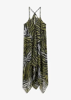 bonprix bonprix Vestido largo de playa en poliéster reciclado cebra oliva Discount