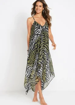 bonprix bonprix Vestido largo de playa en poliéster reciclado cebra oliva Discount