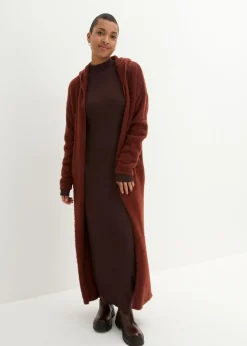 bonprix bonprix Vestido largo de punto fino de mezcla de viscosa fluida Marrón tierra New