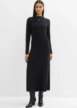 bonprix bonprix Vestido largo de punto fino con cachemir Negro New