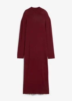 bonprix bonprix Vestido largo de punto fino de mezcla de viscosa fluida Rojo rubí Clearance