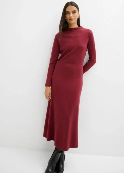 bonprix bonprix Vestido largo de punto fino con cachemir Rojo rubí Online