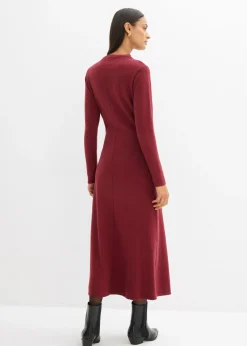 bonprix bonprix Vestido largo de punto fino con cachemir Rojo rubí Online