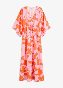 bonprix bonprix Vestido largo de satén vaporoso púrpura-naranja Best