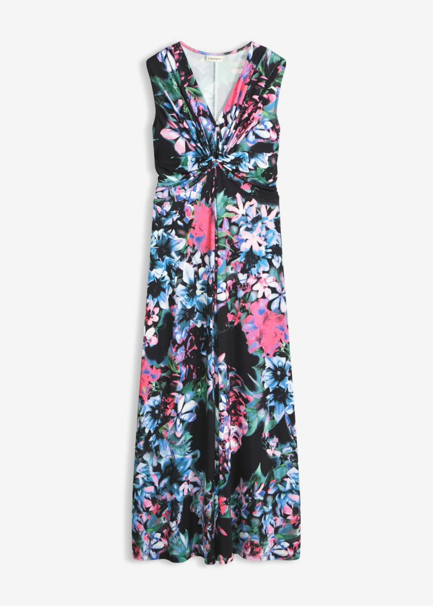 bonprix bonprix Vestido largo de verano Negro de flores Discount