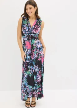 bonprix bonprix Vestido largo de verano Negro de flores Discount