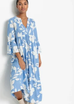 bonprix bonprix Vestido largo de viscosa fluida azul provenzal/blanco con flores Best