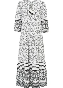 bonprix bonprix Vestido largo de viscosa fluida Blanco-negro con estampado gráfico Outlet