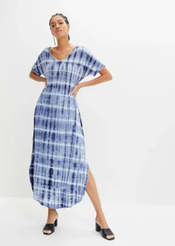 bonprix bonprix Vestido largo de viscosa fluida Azul-blanco estampado Clearance
