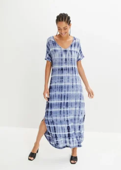 bonprix bonprix Vestido largo de viscosa fluida Azul-blanco estampado Clearance