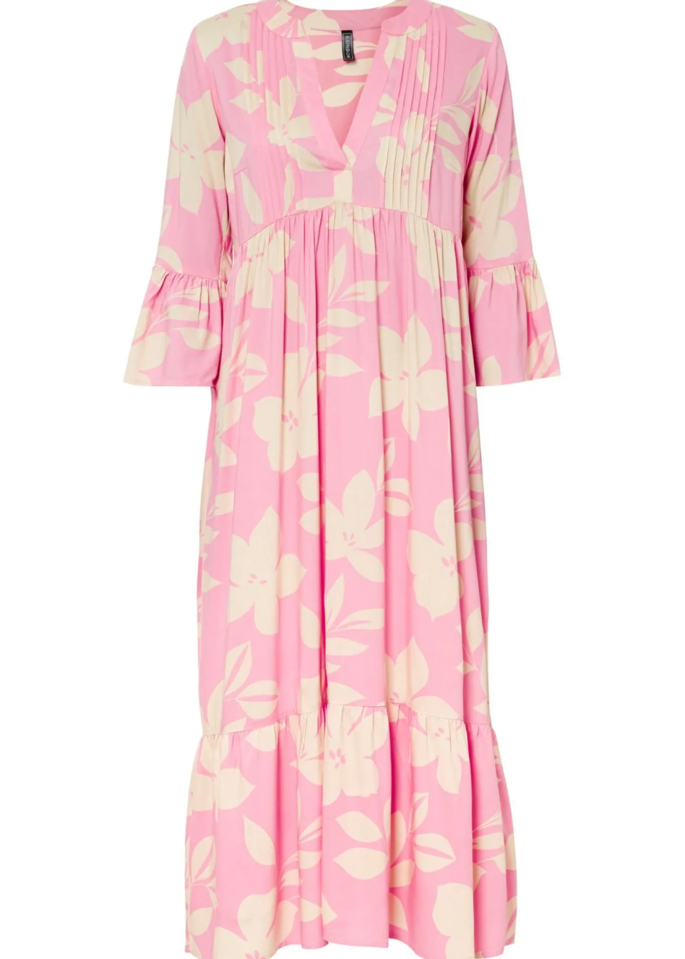 bonprix bonprix Vestido largo de viscosa fluida rosa brillante-arena claro con flores Online