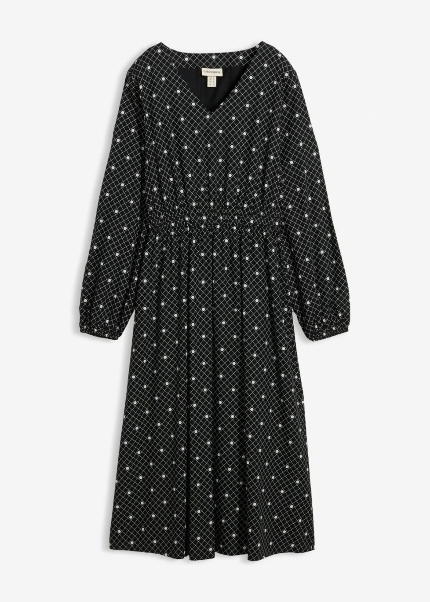bonprix bonprix Vestido largo de viscosa fluida negro - blanco topos Best